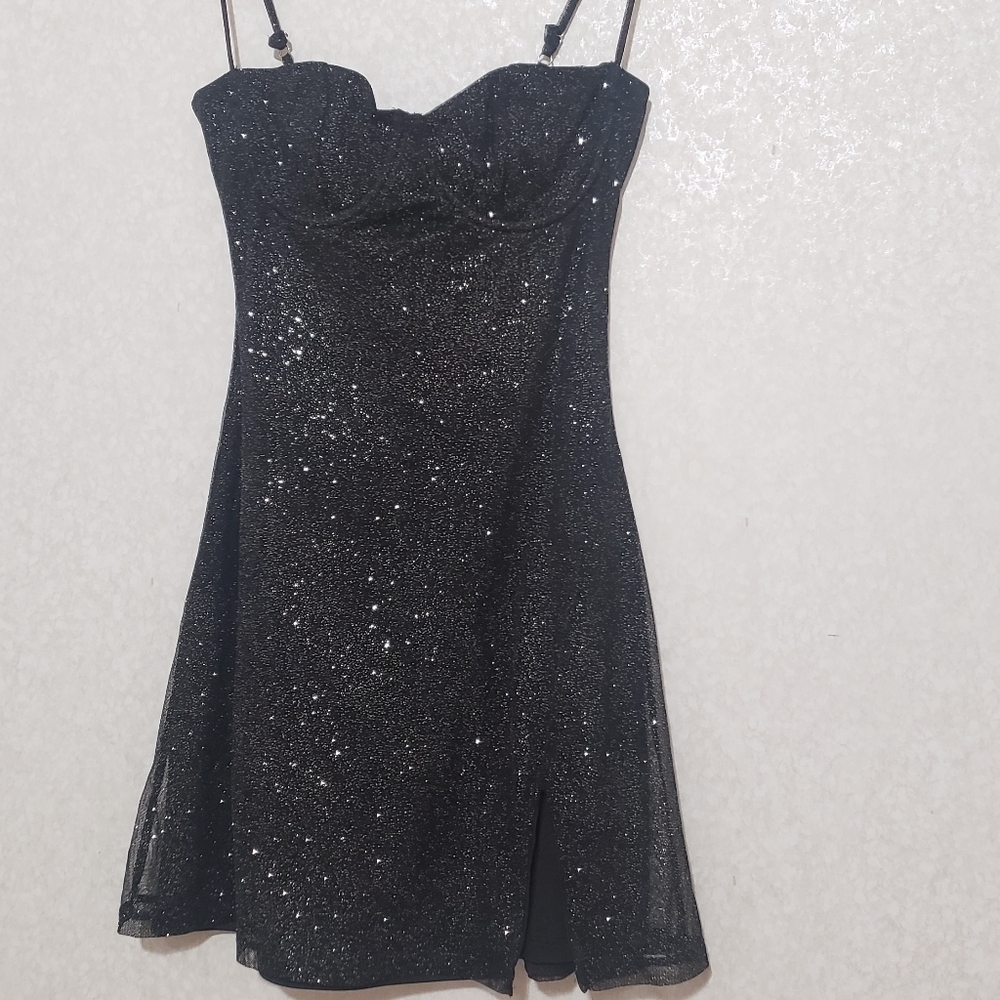 NEW SMALL BABYBOO PIXIE MINI DRESS-BLACK SPARKLE - Picture 4 of 12
